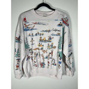 Vintage 80s Lifestyles white sweatshirt California beach workout swim OS retro